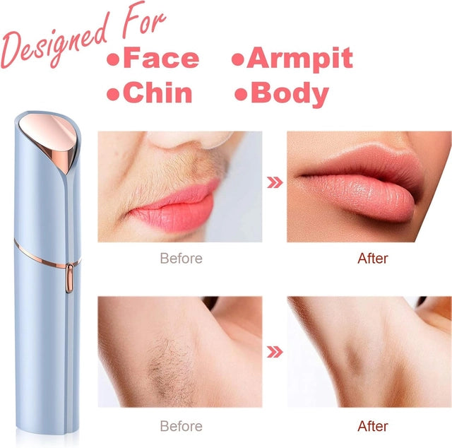Female facial hair remover trimmer by 4485 showing a compact device for gentle hair removal on the face.