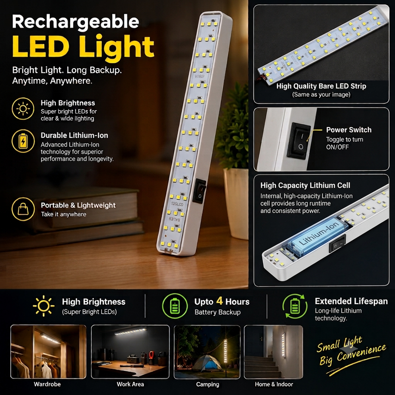 VYRO-7 rechargeable light bar with high backup capacity, featuring a sleek design and bright LED illumination.