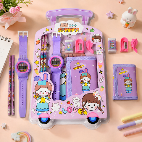 Kids Stationery Set - 7-In-1 School Kit For Girls & Boys