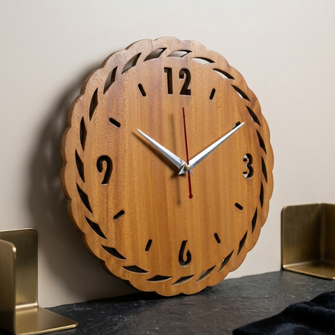 VYRO-7 Modern Orbit wooden wall clock with minimalist design and silent movement, showcasing a sleek, contemporary style.