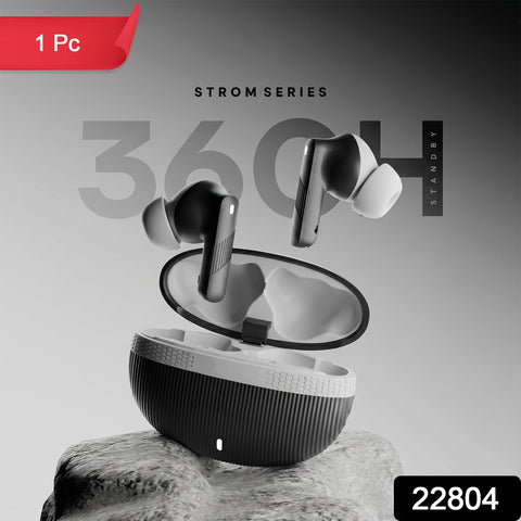 VYRO-7 wireless Bluetooth earbuds with sleek black design, charging case, and visible ear tips for superior stereo sound.