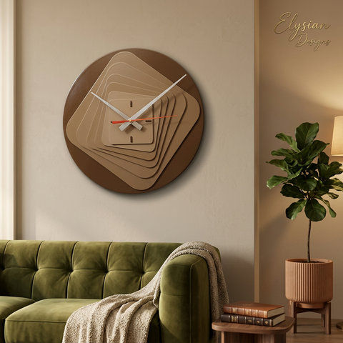 Modern wooden wall clock by VYRO-7 with a stylish 3D geometric design, perfect for contemporary home decor.