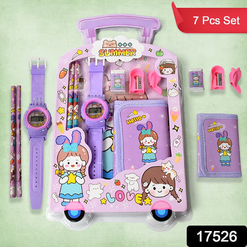 Kids Stationery Set - 7-In-1 School Kit For Girls & Boys