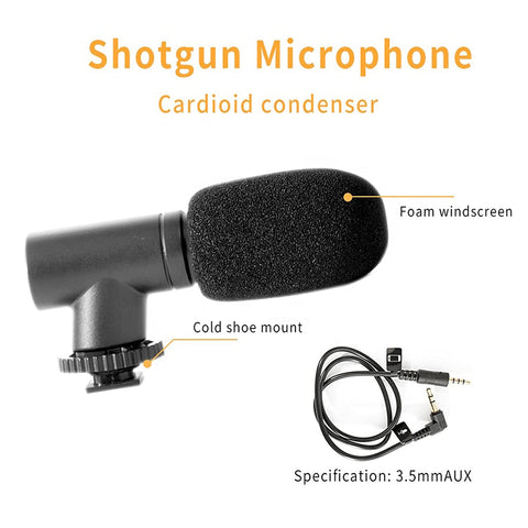 VYRO-7 vlogging kit with mini tripod, microphone, and LED light for video creation and content filming.