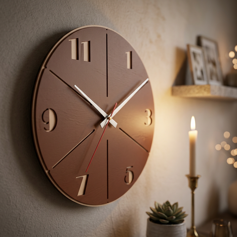 VYRO-7 modern minimalist round wall clock with a sleek, quiet design, featuring a clean face and simple clock hands.