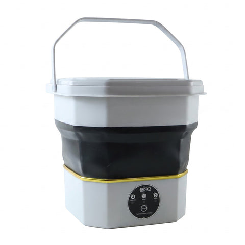 VYRO-7 mini electric folding washing machine for small clothes and travel laundry, compact design with control panel and drum.