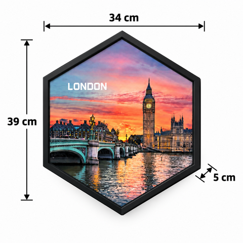 VYRO-7 hexagon wall decor frame with modern printed design, featuring a colorful geometric pattern for stylish wall decoration.