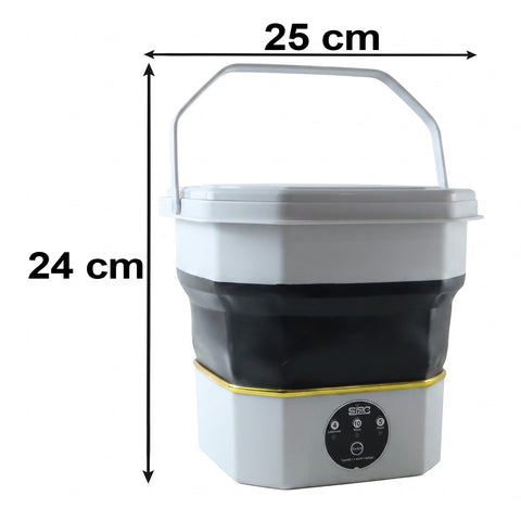 VYRO-7 mini electric folding washing machine for small clothes and travel laundry, compact design with control panel and drum.