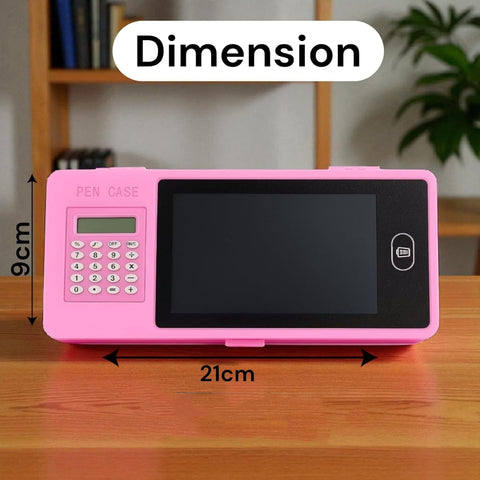 VYRO-7 LCD writing tablet pencil case with built-in study organizer, featuring compartments and digital note-taking surface.