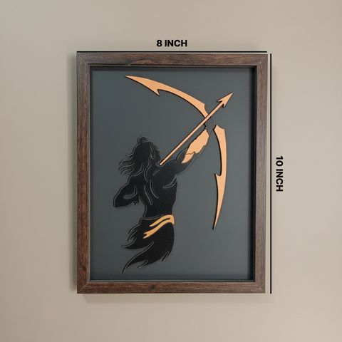 VYRO-7 Lord Ram wall art frame with modern minimalist devotional design, featuring a serene depiction of Lord Ram for home decor.
