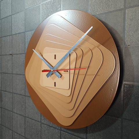 Modern wooden wall clock with a stylish 3D geometric design by VYRO-7, perfect for contemporary home decor.